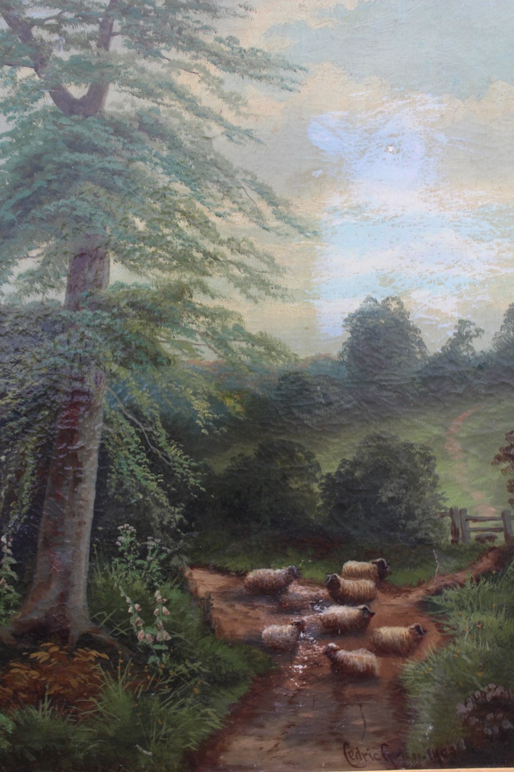 CEDRIC GRAY (XIX-XX). A pair of country landscapes with sheep, signed lower right and dated 1912, - Image 3 of 6