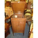 A VINTAGE OAK HMV GRAMOPHONE CABINET