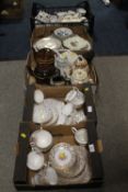 FIVE TRAYS OF ASSORTED CERAMICS TO INCLUDE VINTAGE TEAWARE