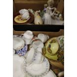 TWO BOXES OF AYNSLEY, ROYAL ALBERT CERAMICS ETC