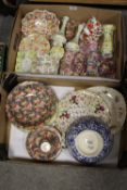 TWO BOXES OF OLD CHINTZ AND ROYAL WINTON CERAMICS ETC