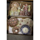 TWO BOXES OF OLD CHINTZ AND ROYAL WINTON CERAMICS ETC