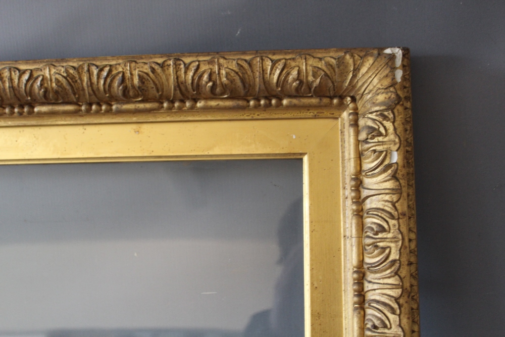 A 19TH CENTURY GOLD FRAME WITH DECORATIVE DESIGN TO OUTER EDGE AND GOLD SLIP, glazed, frame W 6.5 - Image 3 of 6