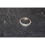 A VINTAGE ENGRAVED SILVER AND 9CT GOLD HALF ETERNITY RING