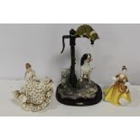 A ROYAL DOULTON STEPHANIE FIGURINE HN4861 TOGETHER WITH A RESIN FIGURINE AND A JULIANA ANIMAL FIGURE