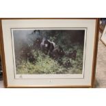 A FRAMED AND GLAZED SIGNED LIMITED EDITION DAVID SHEPHERD PRINT ENTITLED 'THE MOUNTAIN GORILLAS OF