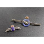 TWO SILVER AND ENAMEL R.A.F. BROOCHES