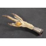 AN ANTIQUE SCOTTISH SILVER MOUNTED CLAW BROOCH