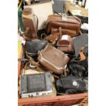 A LARGE QUANTITY OF VINTAGE CAMERAS - AS FOUND
