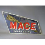 A VINTAGE 20TH CENTURY ENAMELLED METAL SIGN FOR MACE MARKETING, H 43 cm, W 65 cm