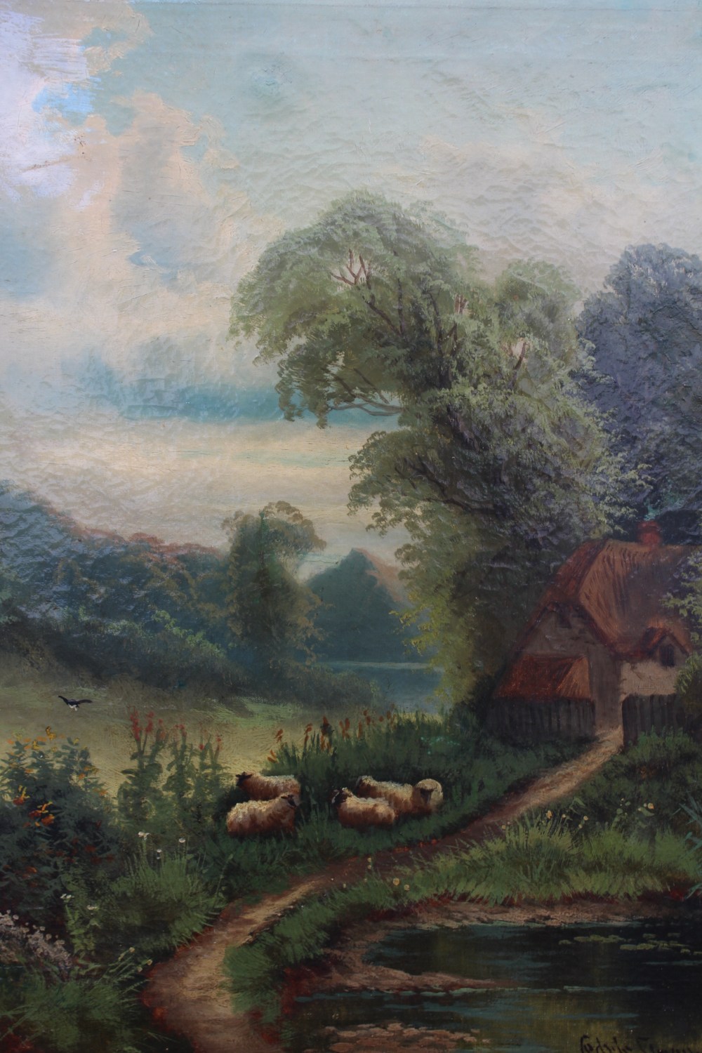 CEDRIC GRAY (XIX-XX). A pair of country landscapes with sheep, signed lower right and dated 1912, - Image 2 of 6