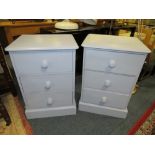 A PAIR OF BLUE PAINTED PINE BEDSIDE CHESTS