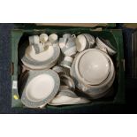 A TRAY OF DUCAL DINNERWARE ETC