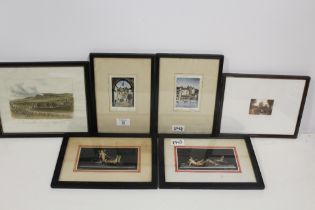 A COLLECTION OF FRAMED AND GLAZED SIGNED ETCHINGS ETC TOGETHER WITH A PAIR OF FRAMED AND GLAZED CHER