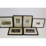 A COLLECTION OF FRAMED AND GLAZED SIGNED ETCHINGS ETC TOGETHER WITH A PAIR OF FRAMED AND GLAZED CHER