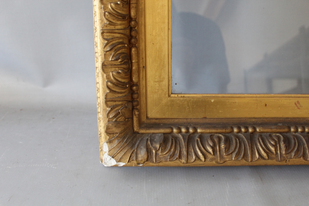 A 19TH CENTURY GOLD FRAME WITH DECORATIVE DESIGN TO OUTER EDGE AND GOLD SLIP, glazed, frame W 6.5 - Image 5 of 6