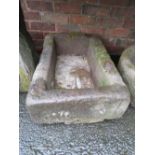 AN ANTIQUE RECTANGULAR SANDSTONE TROUGH W-79 D-50 CM