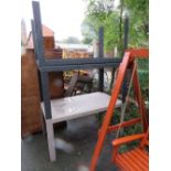 THREE LARGE PLASTIC OUTDOOR TABLES