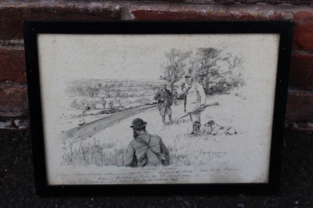 GEORGE DENHOLM ARMOUR (1864-1949). Huntsmen and hound in a wooded landscape, signed lower right, pen - Image 2 of 6