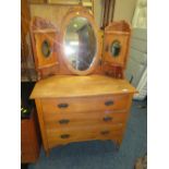 A SMALLER EDWARDIAN CARVED DRESSING TABLE W-91 CM - MIRROR DETACHED