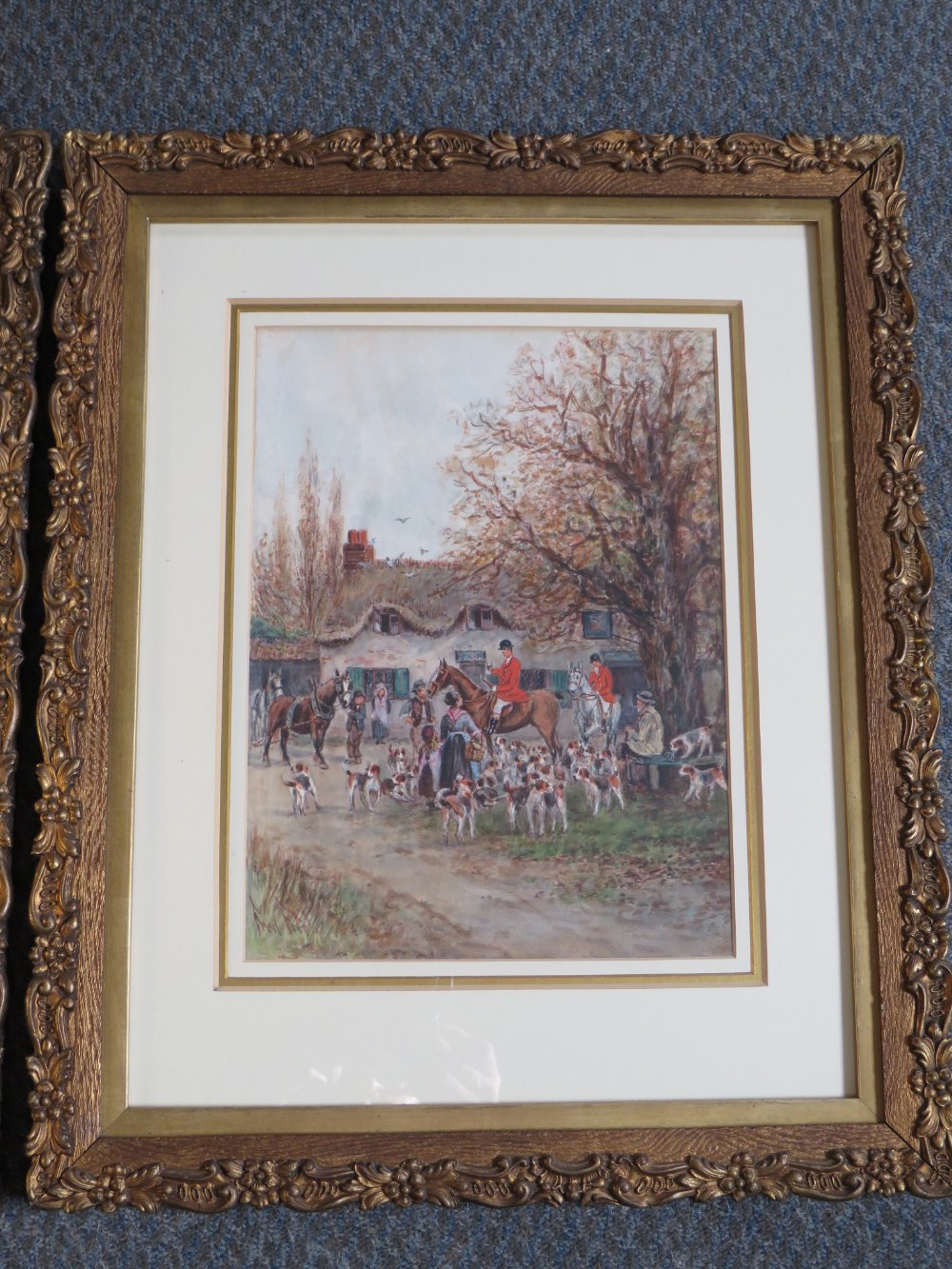 FRED FITCH (act. 1880-1925). A pair of hunting scenes with horses and riders, signed, - Bild 5 aus 7