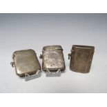 THREE ANTIQUE HALLMARKED SILVER VESTA CASES