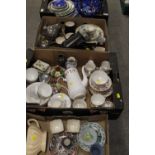 FOUR TRAYS OF ASSORTED CERAMICS ETC TO INCLUDE MASON'S REGENCY CHINA ETC