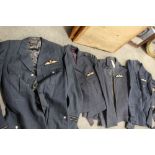 A SELECTION OF RAF UNIFORMS TO INCLUDE A DINNER JACKET, FLIGHT JACKET, COLLARS, WAISTCOATS, SHIRTS