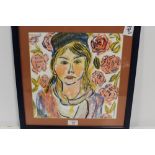 A FRAMED AND GLAZED PORTRAIT STUDY OF A LADY SIGNED P H DOBSON 31 X 31 CM