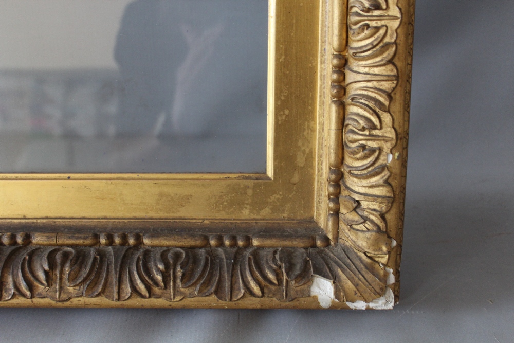 A 19TH CENTURY GOLD FRAME WITH DECORATIVE DESIGN TO OUTER EDGE AND GOLD SLIP, glazed, frame W 6.5 - Image 4 of 6