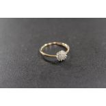 A HALLMARKED 9CT DIAMOND SET DRESS RING