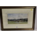 A FRAMED AND GLAZED WATERCOLOUR OF A RURAL SCENE SIGNED LOWER RIGHT F.S.ROBINSON 1918