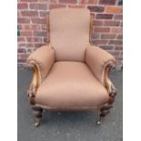 A VICTORIAN MAHOGANY FRAMED GENTLEMANS ARMCHAIR