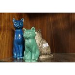 A LARGE BESWICK CAT FIGURE TOGETHER WITH TWO OTHER CAT FIGURES (3)