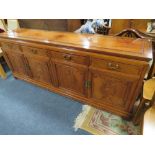 A LARGE CHINESE STYLE HARDWOOD CARVED SIDEBOARD W-214 CM