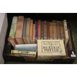 A TRAY OF VINTAGE CHILDRENS BOOKS TO INCLUDE BEATRIX POTTER SET (TRAY NOT INCLUDED)