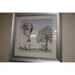 A FRAMED AND GLAZED CATHERINE STEPHENSON PRINT SIGNED TO THE LOWER RIGHT 70 CM X 70