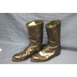 A PAIR OF VINTAGE BLACK RIDING BOOTS