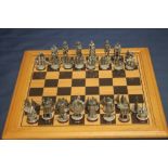 AN UNBOXED WHITE METAL |THE TRAFALGAR| CHESS SET