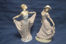 A LLADRO FIGURINE TOGETHER WITH A NAO FIGURINE