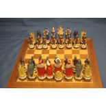 AN UNBOXED A 194S THE WHITE TOWER HAND DECORATED CHESS SET
