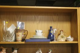 A COLLECTION OF 1953 CORONATION WARE, TO INCLUDE A ROYAL DOULTON JUG, ETCHED GLASSES, STAMPS ETC