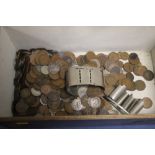 A BOX CONTAINING BRITISH COINS