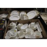 A QUANTITY OF ROYAL ALBERT KENSINGTON DINNERWARE TOGETHER WITH A WHITE CERAMIC DINNER SERVICE (TRAYS