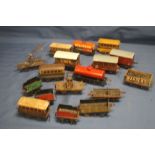 SEVENTEEN MAINLY TINPLATE RAILWAY CARRIAGES AND ROLLING STOCK, to include Hornby (Boxes and trays