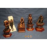 A COLLECTION OF 5 MILITARY TYPE STATUES AND A SMALL COLLECTION OF LIMITED EDITION PROOF COINS