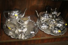 A QUANTITY OF SILVER PLATED TEA SETS