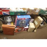 A QUANTITY OF ASSORTED ELECTRICALS ETC TO INCLUDE A FAN, TOASTER ETC