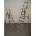 TWO SETS OF ALUMINIUM STEP LADDERS