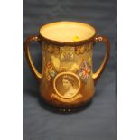 ROYAL DOULTON 1953 CORONATION, LOVING CUP. LIMITED EDITION 915/1000, A PORTRAIT OF QUEEN ELIZABETH